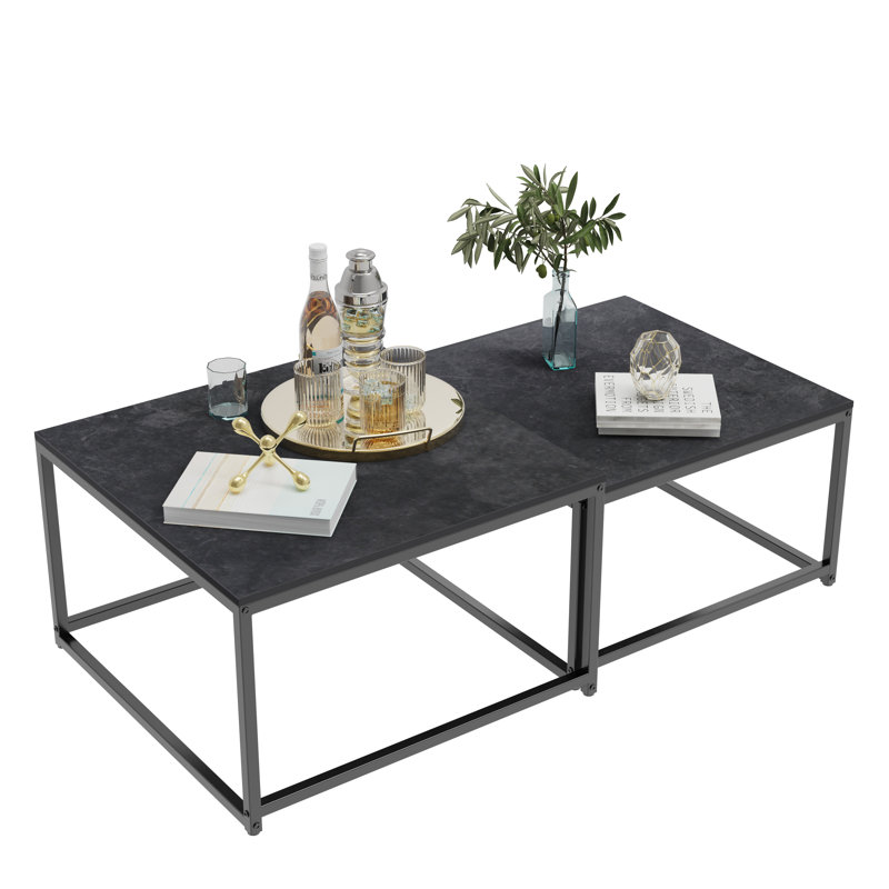 Stone Top Nesting Coffee Table, Black