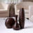 Hosley's Set of 3 Carved Wood Vases Small 6" Medium 8" and Tall 12" High. Ideal Gift for Floral Arrangements Wedding and Use for Home Office Decor Fireplace Floor Vases Spa Aromatherapy Settings