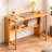 Foldable Bamboo Desk with Storage Shelf | Space-Saving Study Desk for Small Spaces, Home Office, Dorm Room, Bedroom & Apartment | Sturdy Portable Writing Table, Natural Finish-715210486