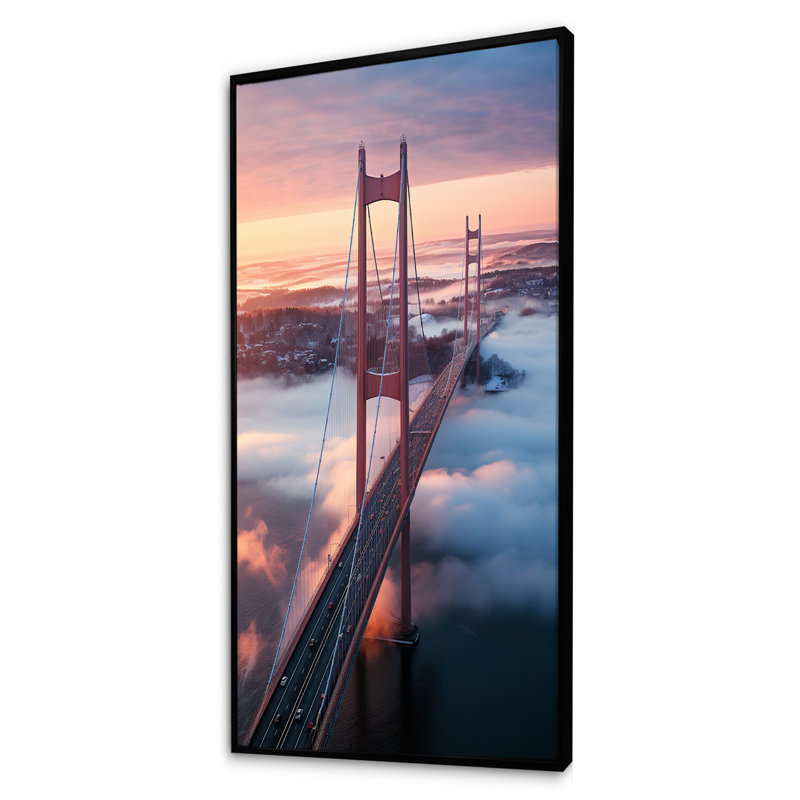 «Blue and Pink Bridge Sunset Views 2», Cadre flottant noir, H 60 po x l 28 po x P 1,5 po