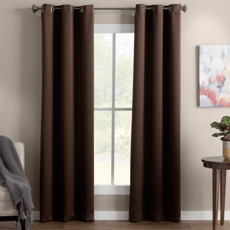 Panneau de rideau à oeillets à économie d'énergie thermique - Basics by Wayfair ™, Chocolat, 1 Panel, l 54 po x L 63 po