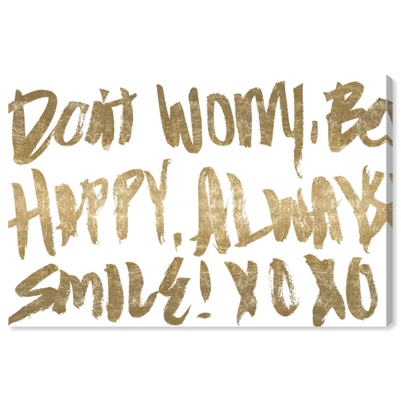 « let be be happy », art textuel sur toile, H 10 po x l 15 po x P 1,5 po