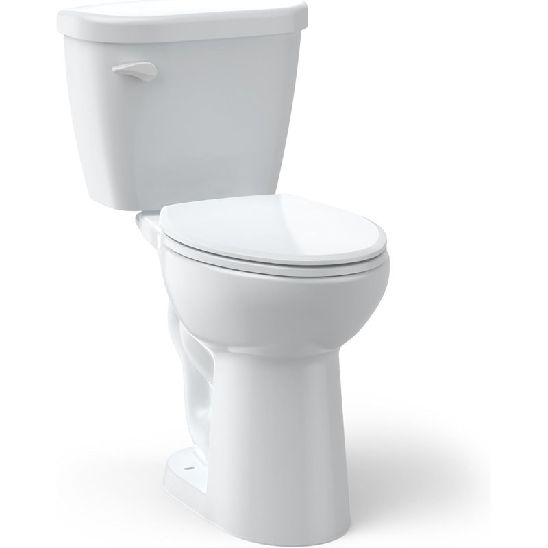 Toilette allongée en céramique deux pièces, chasse simple 1,28 GPF, hauteur universelle, siège à fermeture en douceur, installation brute de 12 pouces