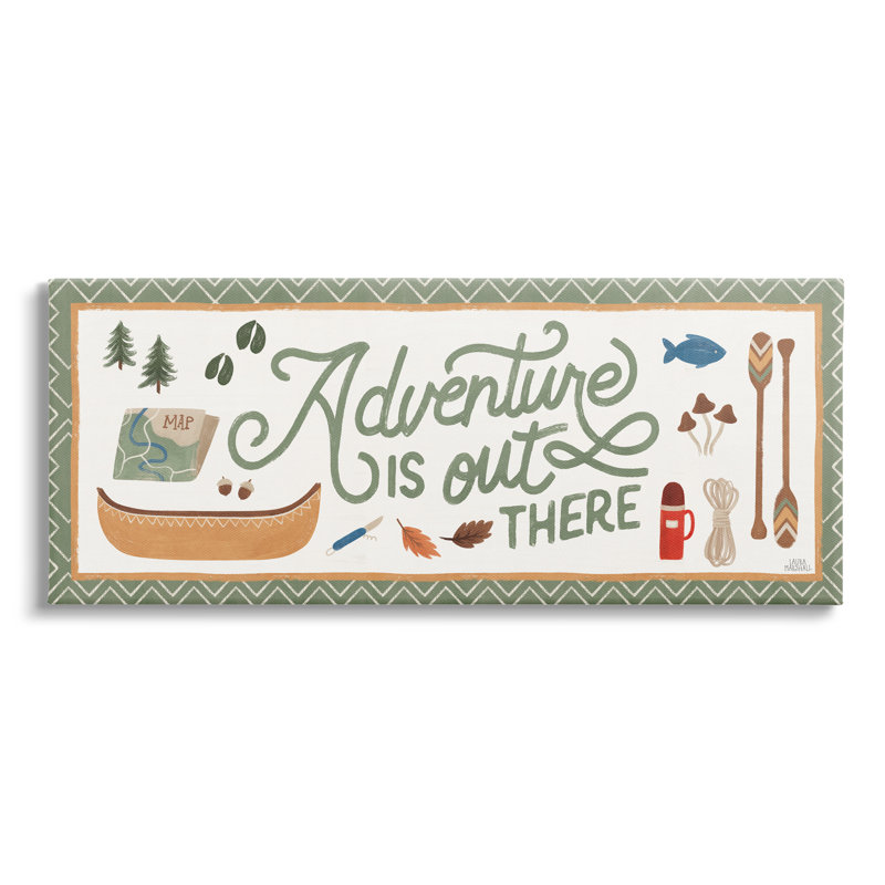 «Adventure out There», signe de la calligraphie d'automne par Laura Marshall - impression, H 17 po x l 40 po x P 1,5 po