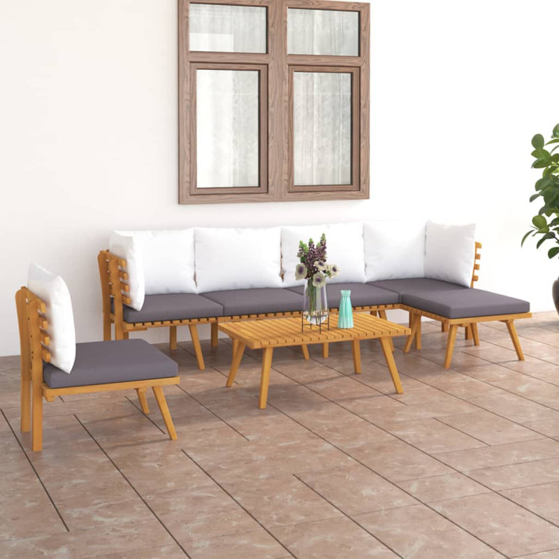 Chaise longue avec coussins 4 pièces Damita, 7 pièces: 2 en coin, 3 au milieu, repose-pieds, t