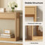 Console 47,24 po en rotin moderne avec 2 tiroirs et tablette de rangement ouverte