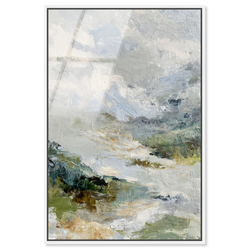 Décoration murale de bureau encadrée Mountain Mist par Art Remedy, cadre blanc, 20 x 30, 31"H x 21"W, White Frame