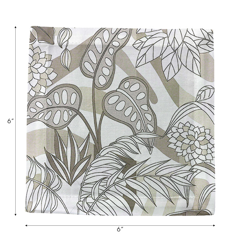 Sabi Jungle Cotton Sateen Cocktail Napkins, Neutral