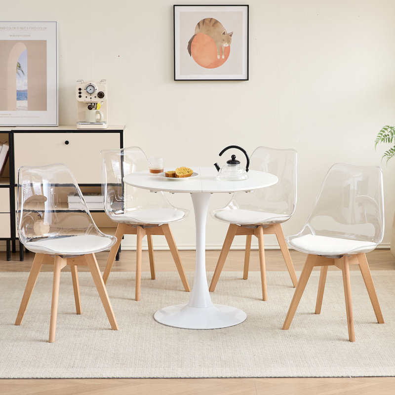 Huron Solid Wood Dining Chair, White, 4