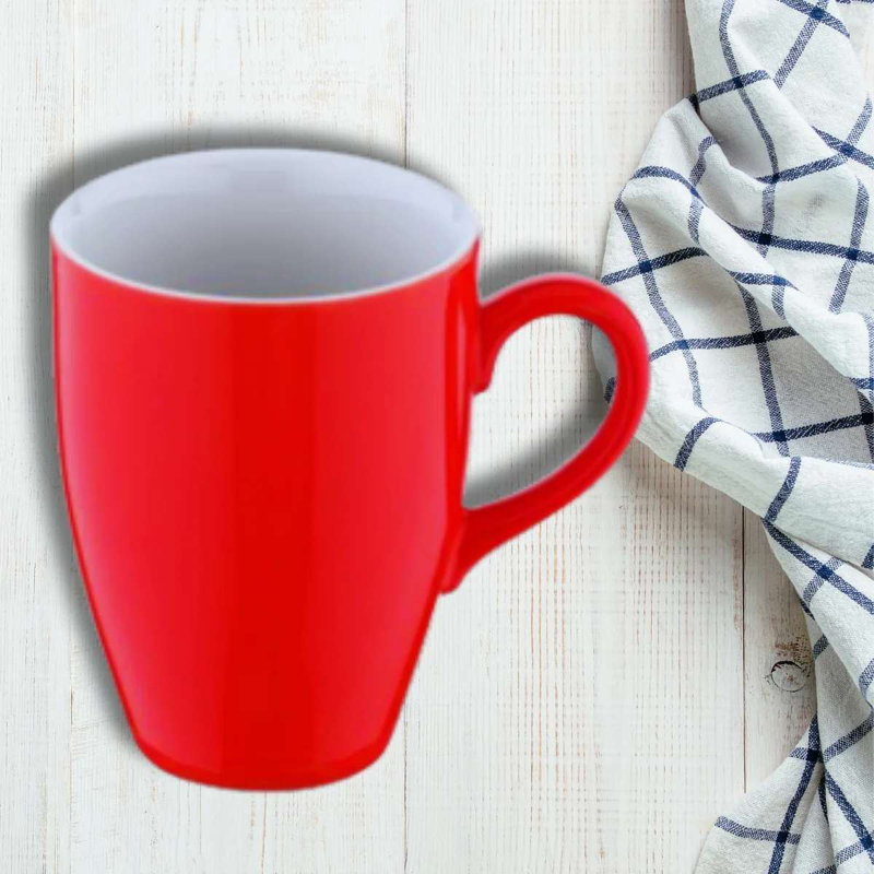 Ensemble de grandes tasses élégantes en porcelaine rouge (6 pièces), 2,8 x 2,8 x 3,5 pouces | 100% lavable au lave-vaisselle et au micro-ondes | Parfait pour le café, le thé et les boissons chaudes | Conception élégante et durable pour la maison ou le bureau