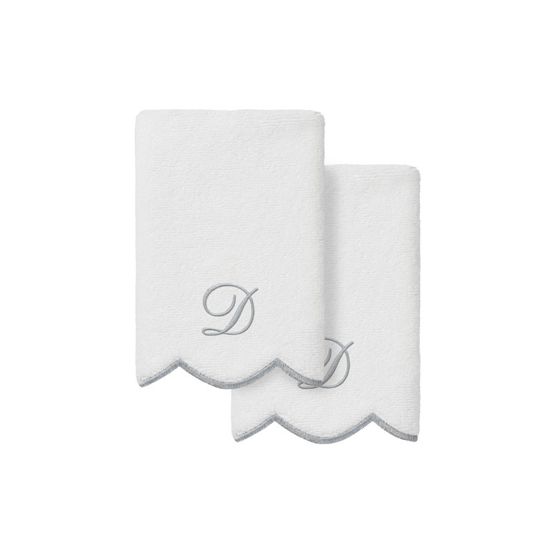  Ensemble de serviettes 100% coton turque ADORNIA, D, Blanc / Gris, Ensemble de 2 serviettes à doigts