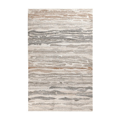 Tenaya Outdoor Hand Woven Recycled P.E.T Abstract Area Rug in Beige/Gray/Brown