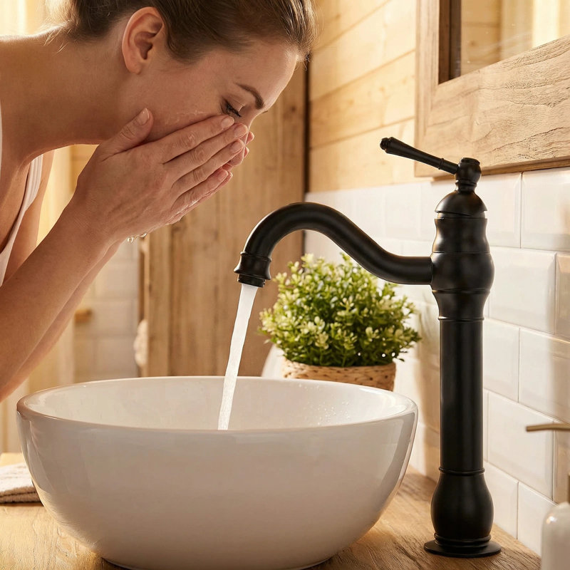 Single-Handle Single Hole Swivel Spout Bathroom Vessel Sink Faucet With Pop-Up Drain Assembly, Matte Black