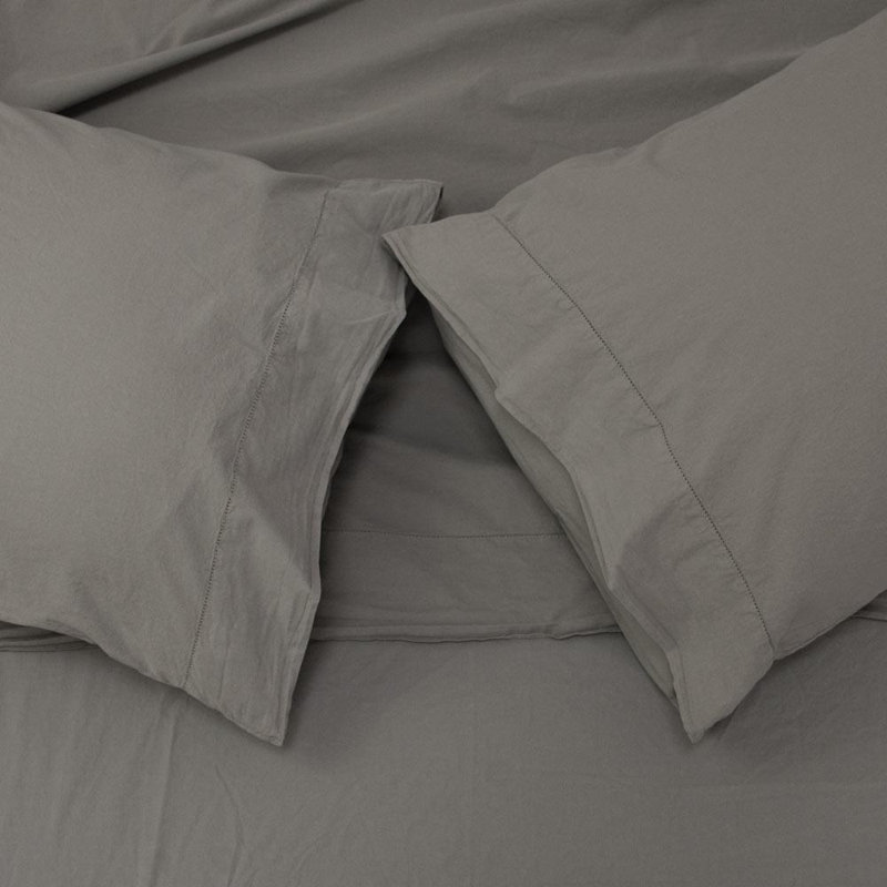 Twin Smoke Cotton Percale Sheet Set