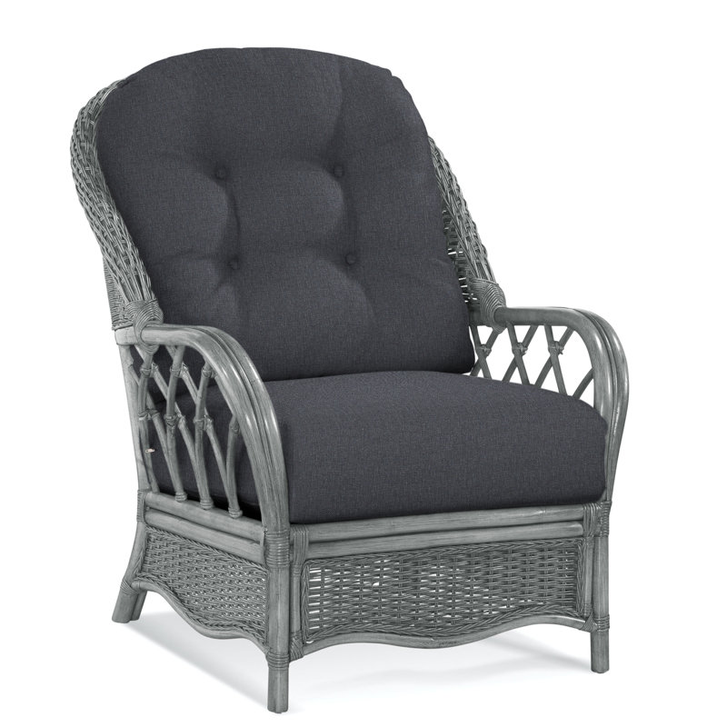 Chaise avec accoudoirs en rotin Everglade, Performance blanc sucre; 0863-91, Nickel