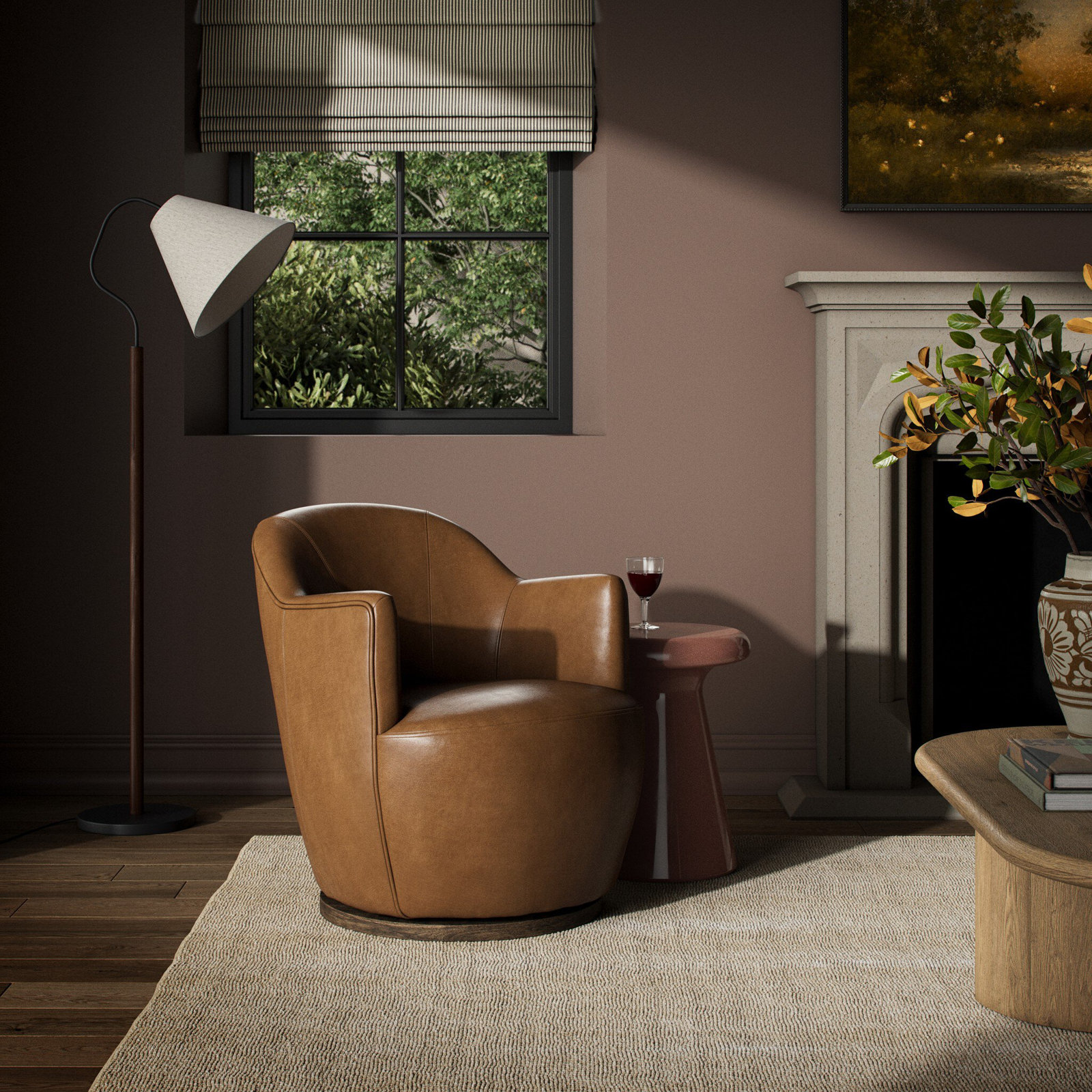 Corson Swivel Accent Chair, Sonoma Butterscotch Genuine Leather