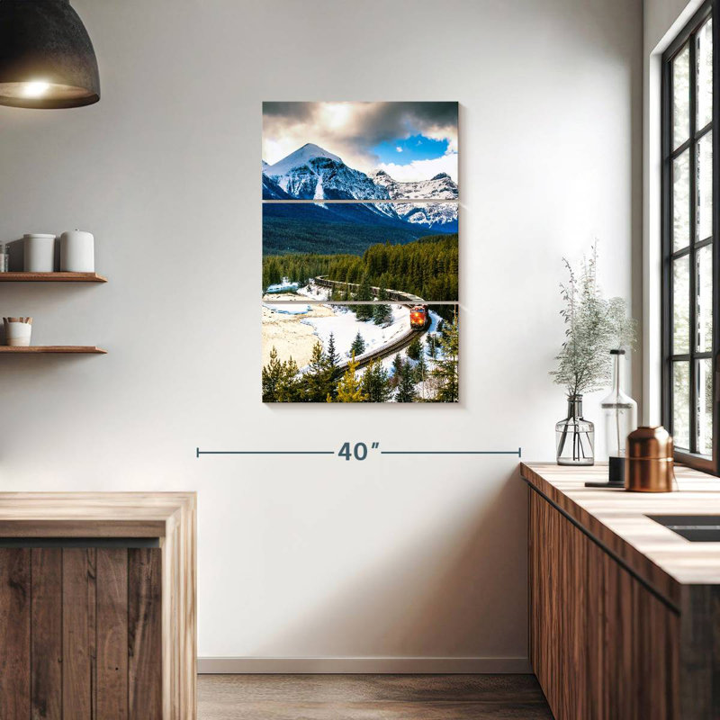 Mehar Winter Train Through Banff, 38" H x 24" W