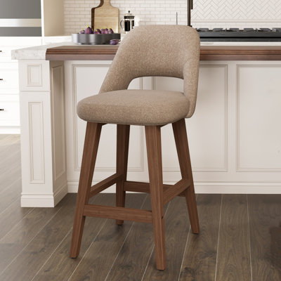 Tabouret de bar rembourré à dossier plein avec structure en bois massif, aucune installation requise