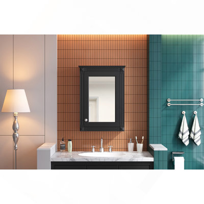Armoire de rangement de salle de bain murale 20 "avec miroir, armoire à pharmacie avec tablette réglable en hauteur, armoire de rangement au-dessus de la toilette