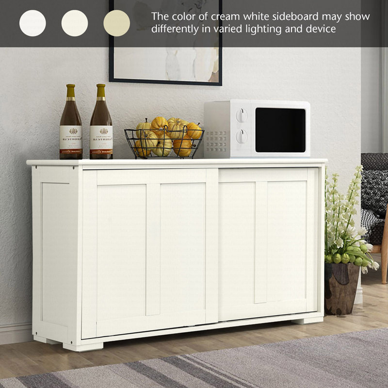 Shellson 42" Wide Kitchen Server Storage Sideboard, Adjustable Shelf, Cream