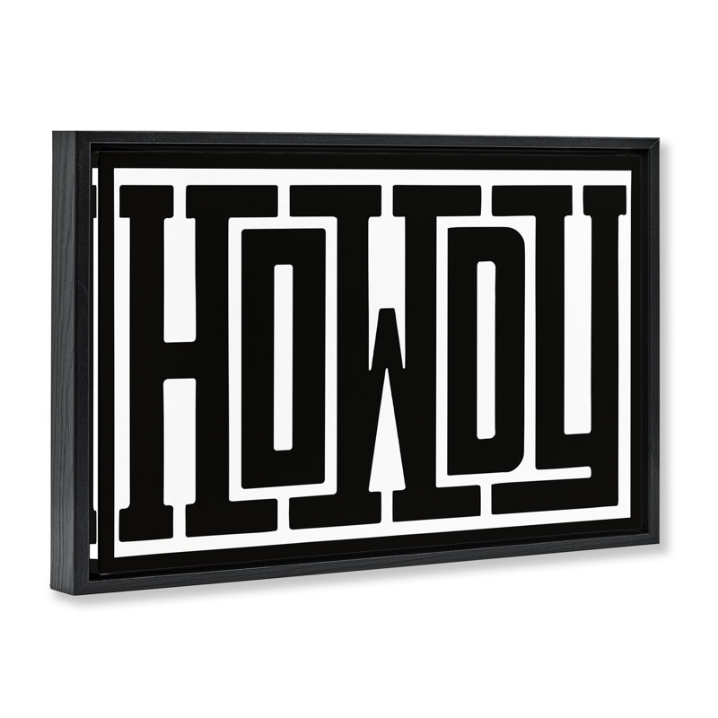 «Bold Vintage Howdy Greeting», art mural encadré sur toile flottante, design par lettré et doublé, H 17 po x l 25 po