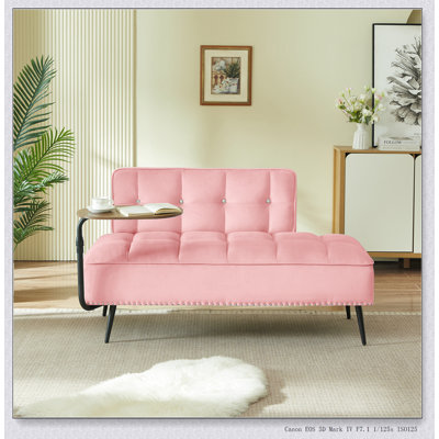 Canapé 54 pouces à deux places en velours moderne avec dossier et table d'appoint rotative à 360 ° - design polyvalent et peu encombrant pour le salon, la chambre à coucher et un appartement