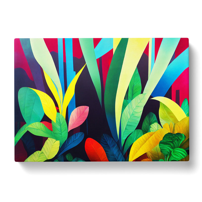 Vibrant Jungle Abstract - Wrapped Canvas Print, 35cm H x 50cm W x 3cm D
