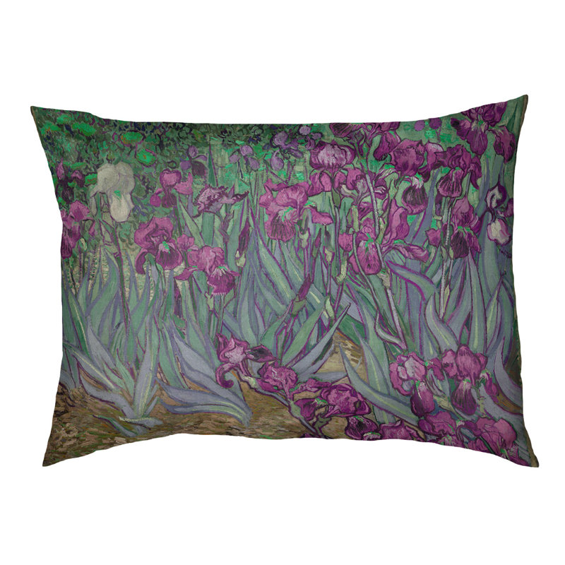 Coussin stylisé irises Burk, L 19,5 po x l 29,5 po, Rose / brun foncé