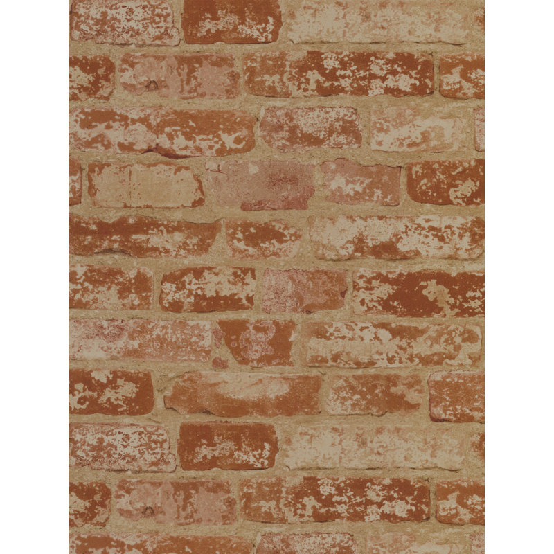  Rouleau de papier peint 33 pi x 20,5 po Farmhouse Brick, Rouge / taupe