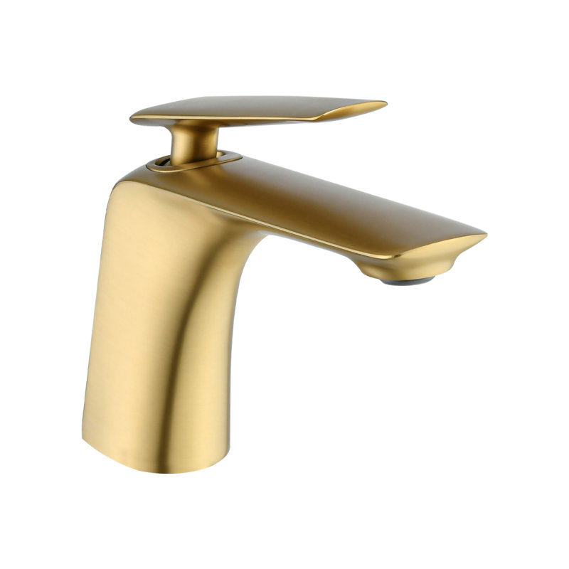 Single Hole Bathroom Sink Faucet With Pop Up Drain And Water Supply Hose, Single Handle Bathroom Faucet, Brushed Gold