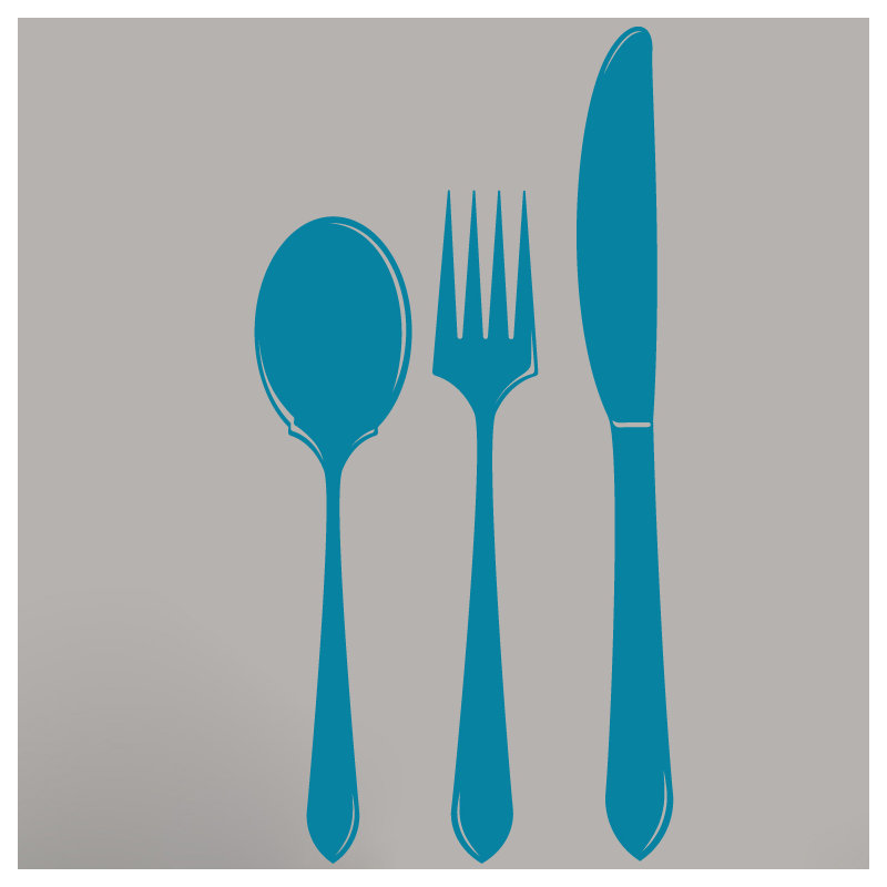 Adhésif décoratif cuillère fourchette, Bleu sarcelle