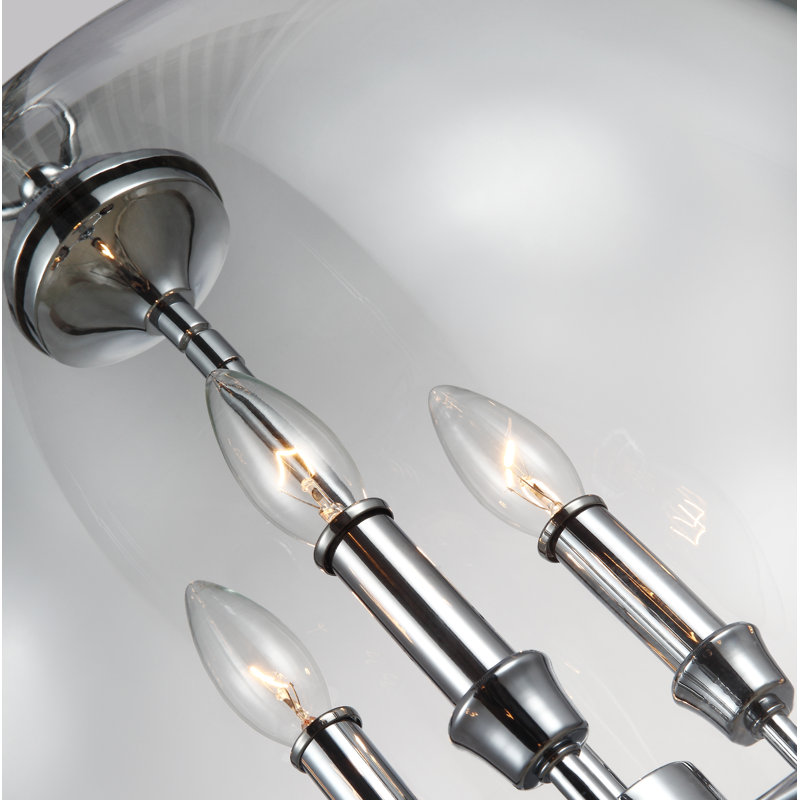 3-Light Globe Pendant, Chrome