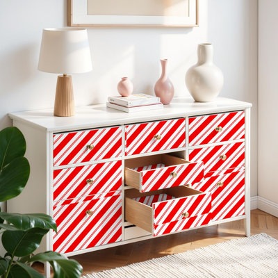 Peler et coller le papier de contact avec des rayures de canne de bonbon en diagonale sans soudure en diagonale répétant des bandes auto-adhésives et amovibles de 24 po x 118 po (60 x 300 cm)