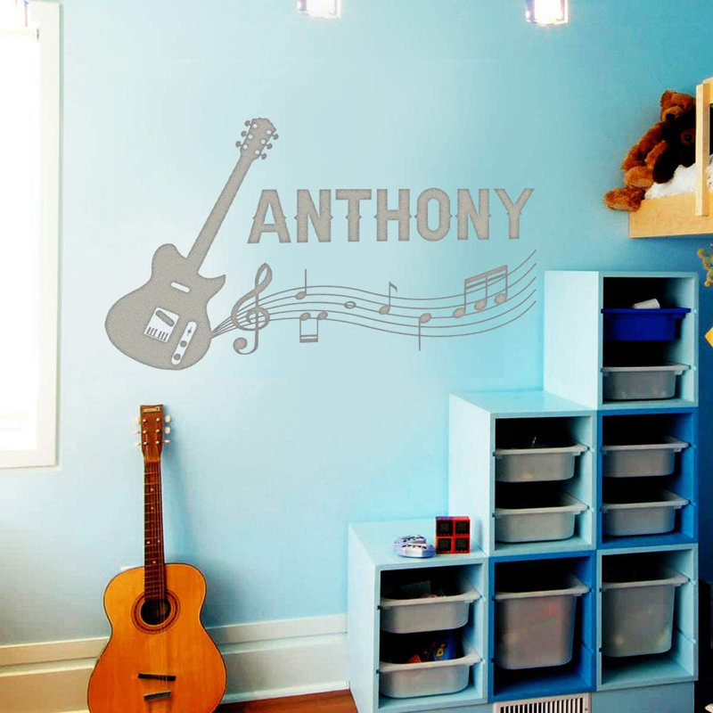 Adhésif décoratif guitare personnalisée, H 13 po x l 22 po, Argent