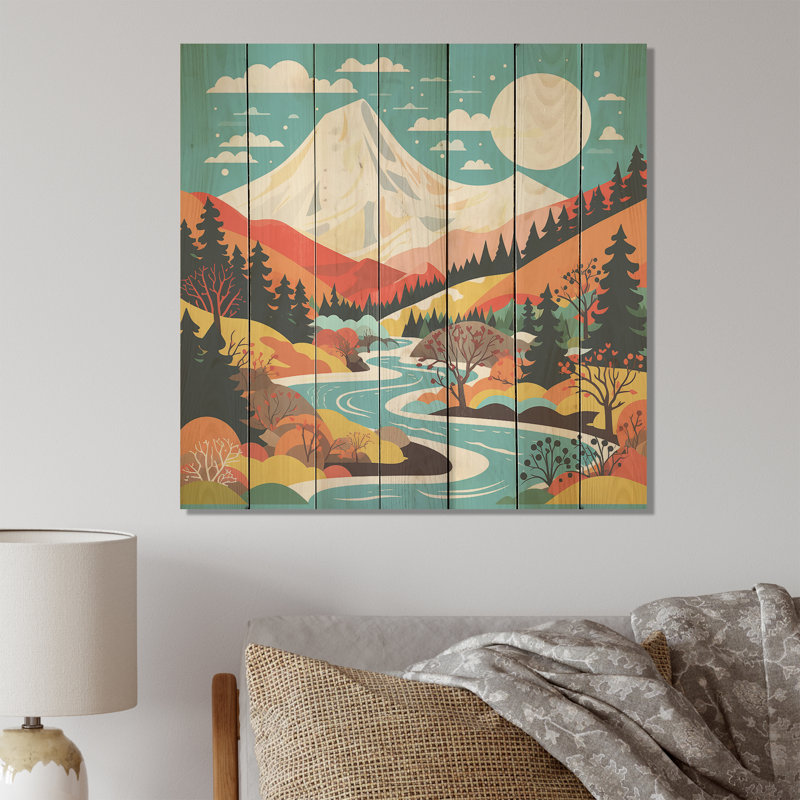 Bright Colorado Winter Peaks I - Fruits On Wood Print, 36" H x 36" W