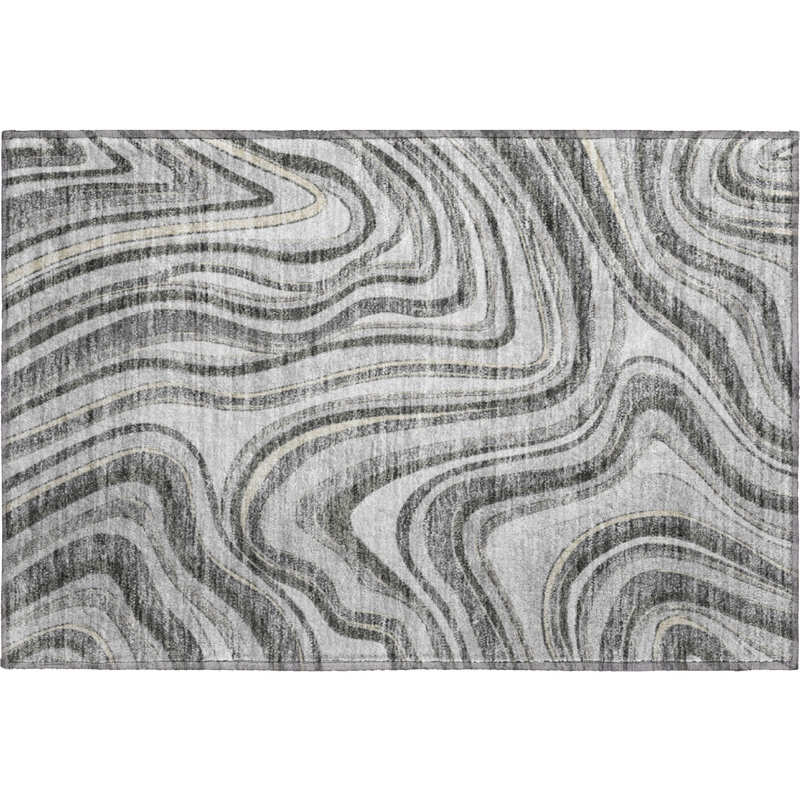 Premium Machine Washable Prisco Gray Rug, Rectangle 1'8" x 2'6"