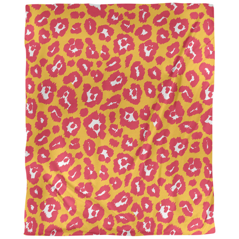 Housse de couette à imprimé léopard Throwback, Housse de couette pour très grand lit, Microfibre, Jaune / rose