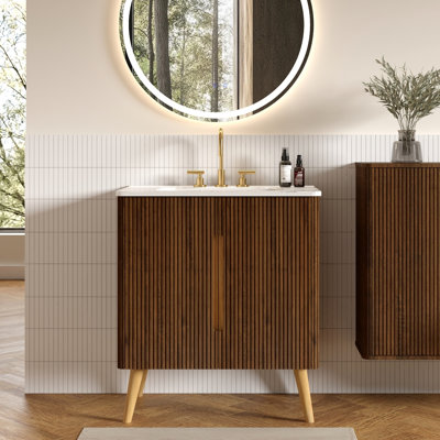 Meuble-lavabo pour salle de bain avec lavabo blanc de Carrare, options de salle de bain autoportante et murale pour salles de bain modernes