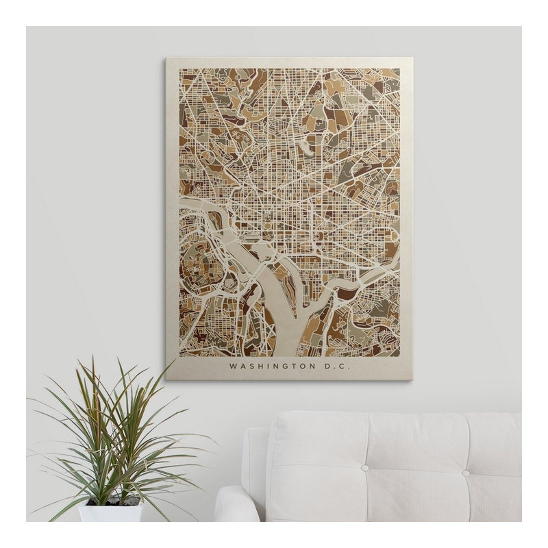 " Washington DC Street Map " by Michael Tompsett, 48" H x 36" W x 1.5" D, Canvas