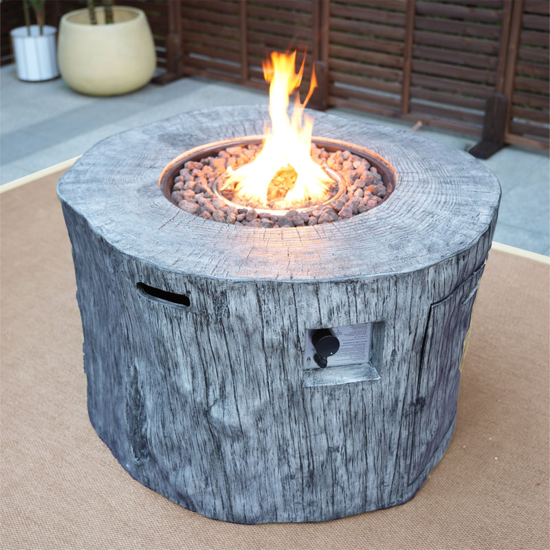 Adriyanna Concrete Propane Smokeless Fire Pit Table with Hidden Fuel Tank, Gray