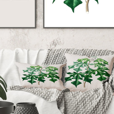 Carré, feuilles vertes rétro II - coussin décoratif traditionnel imprimé
