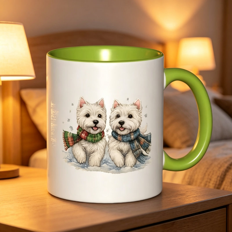 1pc West Highland Terrier Dogs Ceramic Coffee Mug Coffee Cup Tea Mug Thanksgiving Gift Leisure Time can hold Tea Milk Water during.