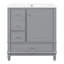 Meuble-lavabo 30 po avec lavabo, une porte avec tablette et trois tiroirs, porte à fermeture en douceur, gris-936591649