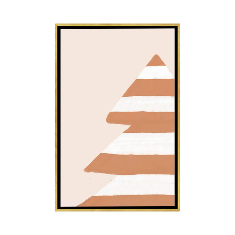 "Stripey Xmas Tree" par Orara studio, reproduction d’art, H 60 po x l 40po x P 1,5 po, Toile encadrée d'or, Pas de tapis