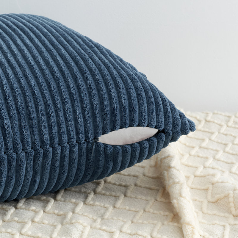 Striped Corduroy Pillow Cover Square Modern Gradient Pillow Cases for Sofa,  Decorative Cushion Cover, 20"H x 20"W, Blue