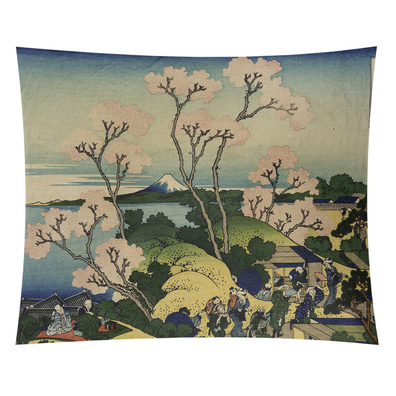 Tapisserie « Mt. Fuji through the Cherry Blossoms », Intérieur / extérieur, H 51,5 po x l 60,5 po