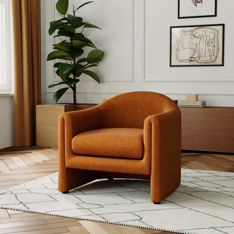 Esly 82Cm Wide Barrel Chair, Rusted Orange Velvet
