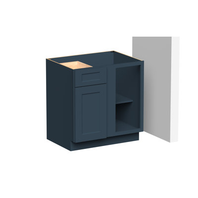 DL Cabinetry (Ready-To-Assemble) Shaker Style Reversible Blind Corner Base Cabinet W33" X H 34.5" X D24" - Cyber Grey