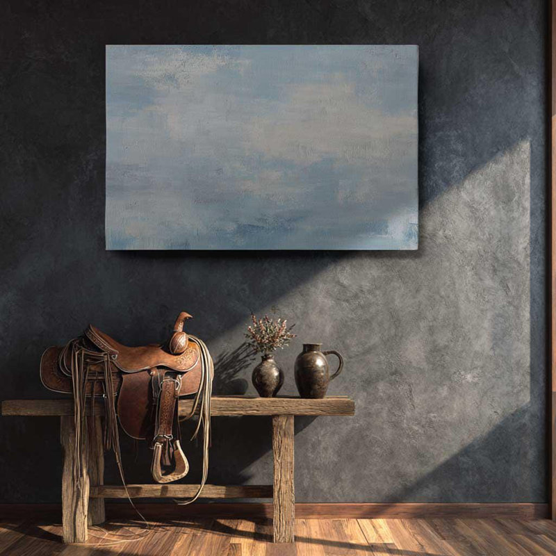 Nuage bleu, impression sur toile, ciel abstrait texturé, décor côtier texturé clair, chambre à coucher sereine pour chambre de bébé