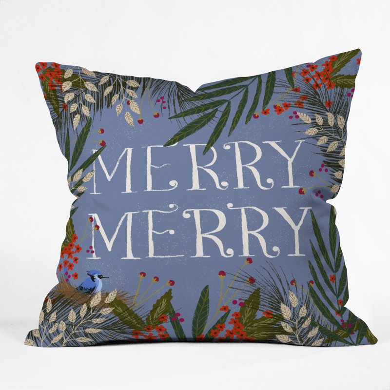 Coussin décoratif intérieur / extérieur Merry Merry Wreath, 26 po x 26 po